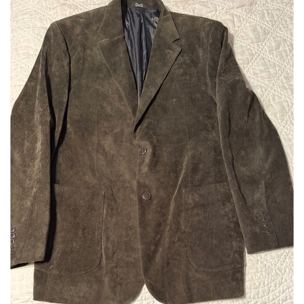 D&G Dolce Gabbana Brown Corduroy Blazer Mens Size 52 XL Two Button Sport Coat